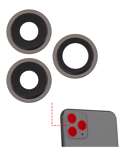 Back Camera Lens With Bracket &amp; Bezel Compatible For iPhone 11 Pro / Pro Max (Black) (Aftermarket Plus)