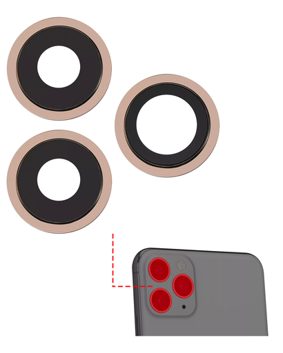 Back Camera Lens With Bracket &amp; Bezel Compatible For iPhone 11 Pro / Pro Max (Gold) (Aftermarket Plus)