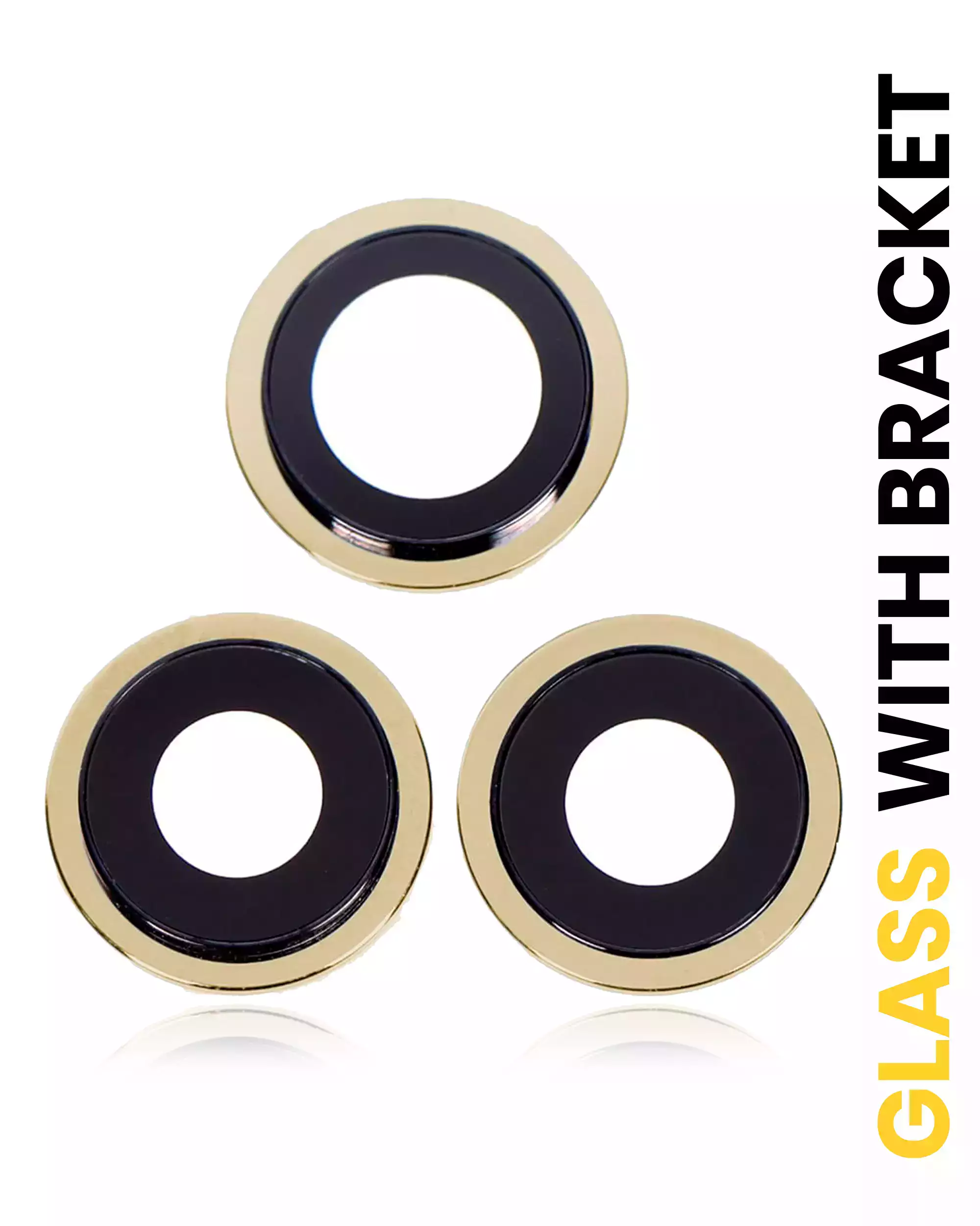 Back Camera Lens With Bracket &amp; Bezel Compatible For iPhone 11 Pro / Pro Max (Gold) (Real Sapphire / Premium)
