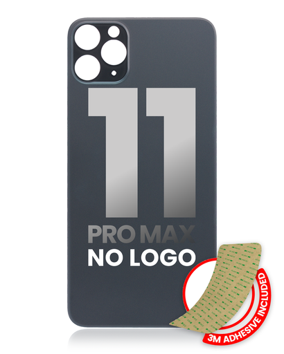 Back Glass With 3M Adhesive Compatible For iPhone 11 Pro Max (No Logo / Large Camera Hole) (Space Gray)
