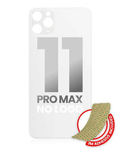 Back Glass With 3M Adhesive Compatible For iPhone 11 Pro Max (No Logo / Large Camera Hole) (Silver)