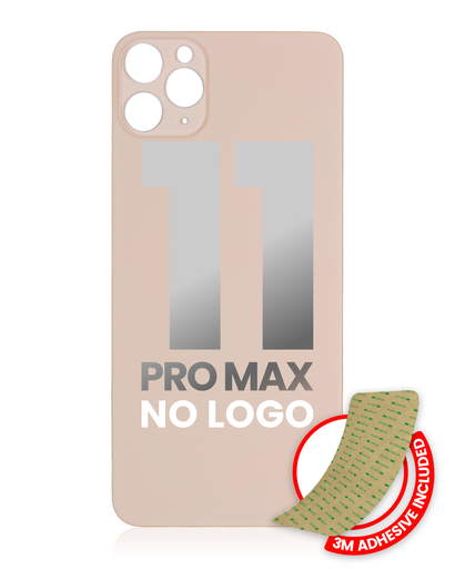 Back Glass With 3M Adhesive Compatible For iPhone 11 Pro Max (No Logo / Large Camera Hole) (Gold)