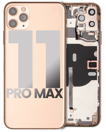 Back Housing W/ Small Components Pre-Installed Compatible For iPhone 11 Pro Max (Used OEM Pull: Grade C) (Gold)