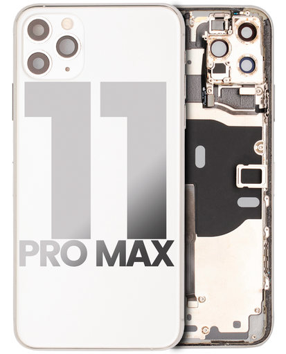 Back Housing W/ Small Components Pre-Installed Compatible For iPhone 11 Pro Max (Used OEM Pull: Grade C) (Silver)