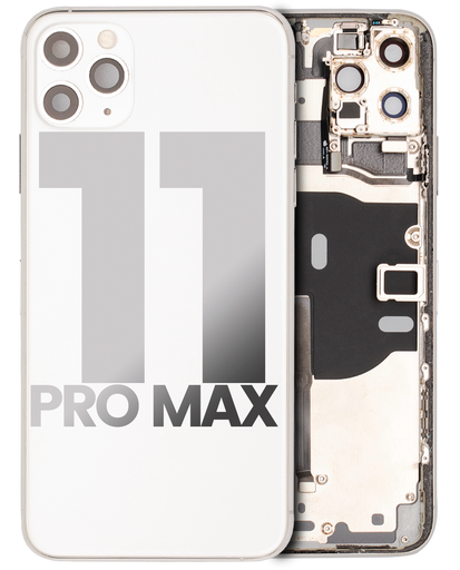Back Housing W/ Small Components Pre-Installed Compatible For iPhone 11 Pro Max (Used OEM Pull: Grade B) (Silver)