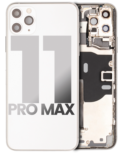 Back Housing W/ Small Components Pre-Installed Compatible For iPhone 11 Pro Max (Used OEM Pull: Grade A) (Silver)