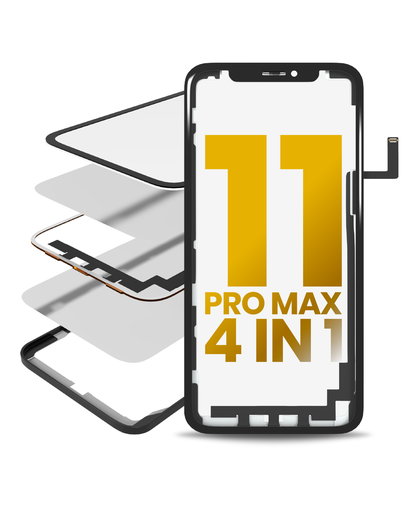 4 in 1 With Frame Included (Front Glass + OCA + Long Touch + OCA Pre-Installed) Compatible For iPhone 11 Pro Max (OCA Master)