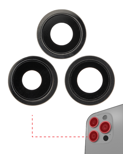 Back Camera Lens With Bracket &amp; Bezel Compatible For iPhone 12 Pro (Aftermarket Plus) (Graphite)