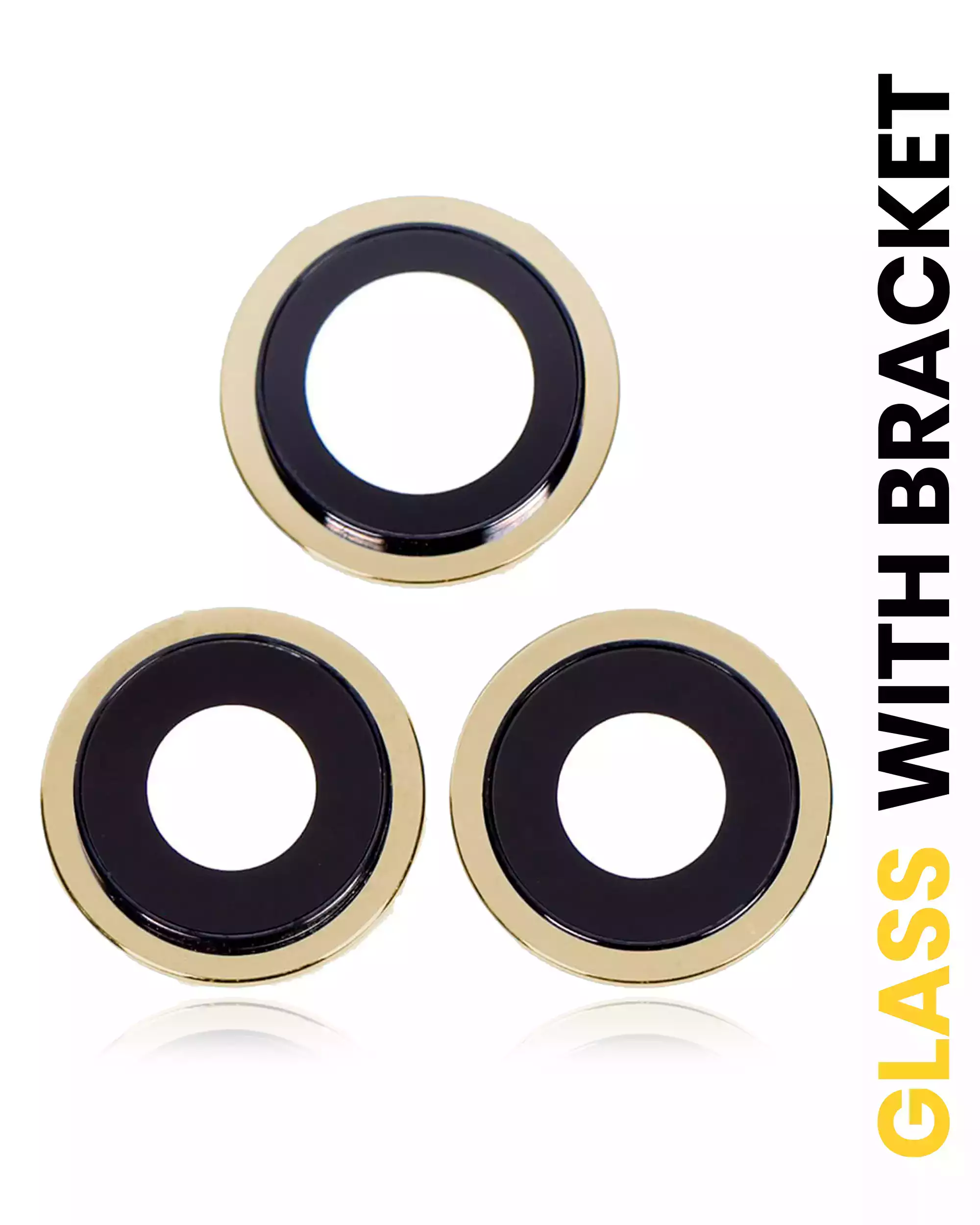 Back Camera Lens With Bracket &amp; Bezel Compatible For iPhone 12 Pro (Gold) (Real Sapphire / Premium)