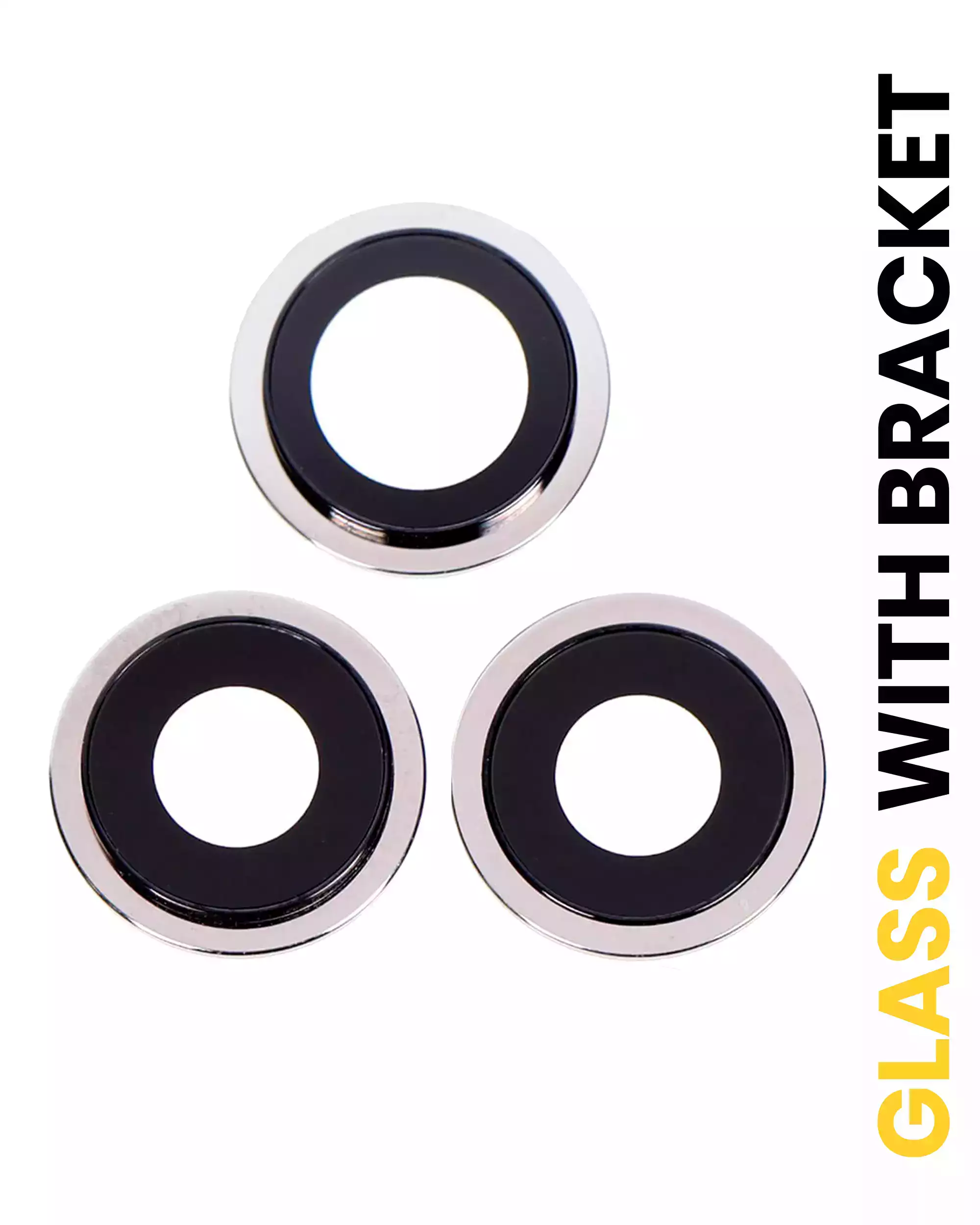 Back Camera Lens With Bracket &amp; Bezel Compatible For iPhone 12 Pro (Silver) (Real Sapphire / Premium)