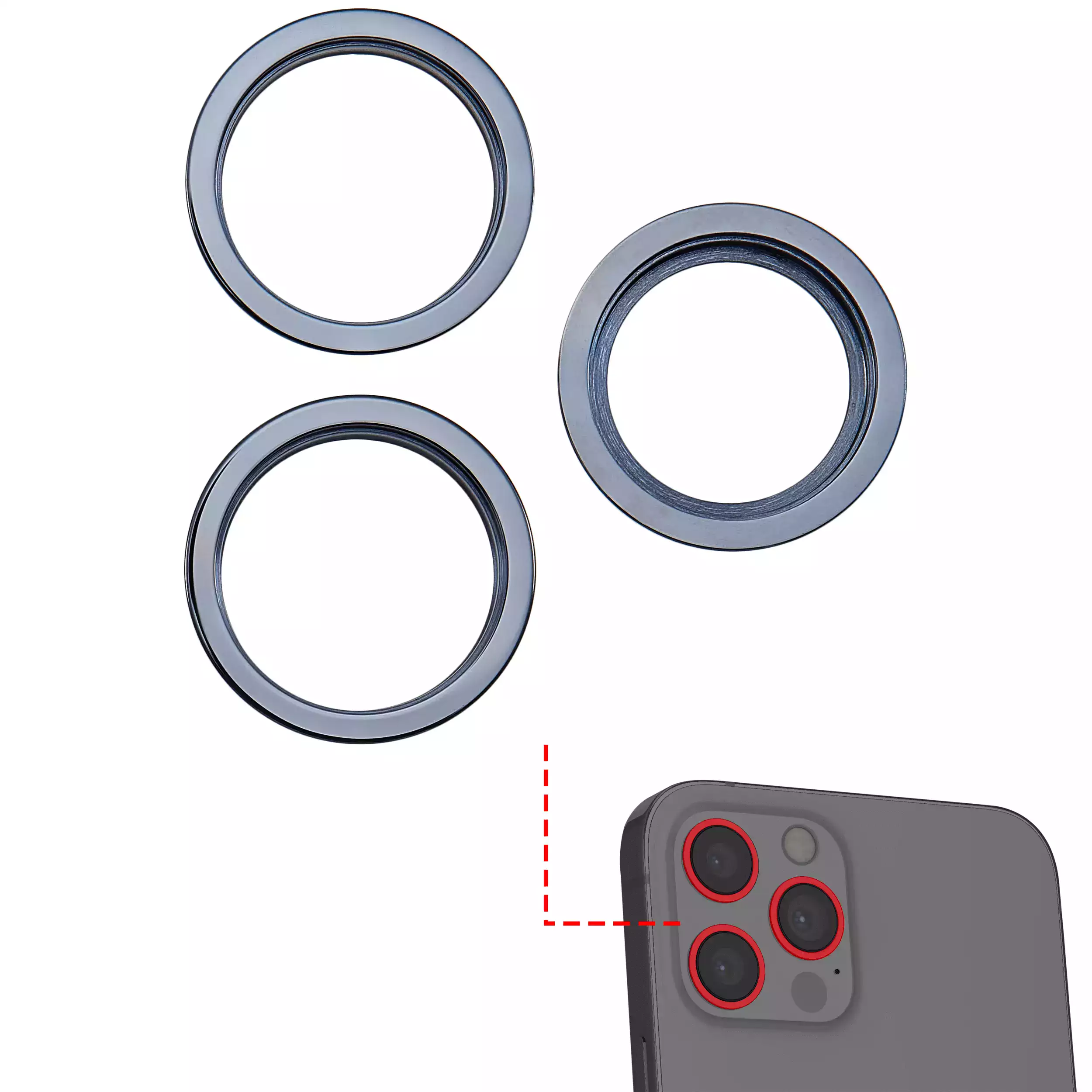 Back Camera Bezel Ring Only Compatible For iPhone 12 Pro (Pacific Blue) (3 Piece Set)