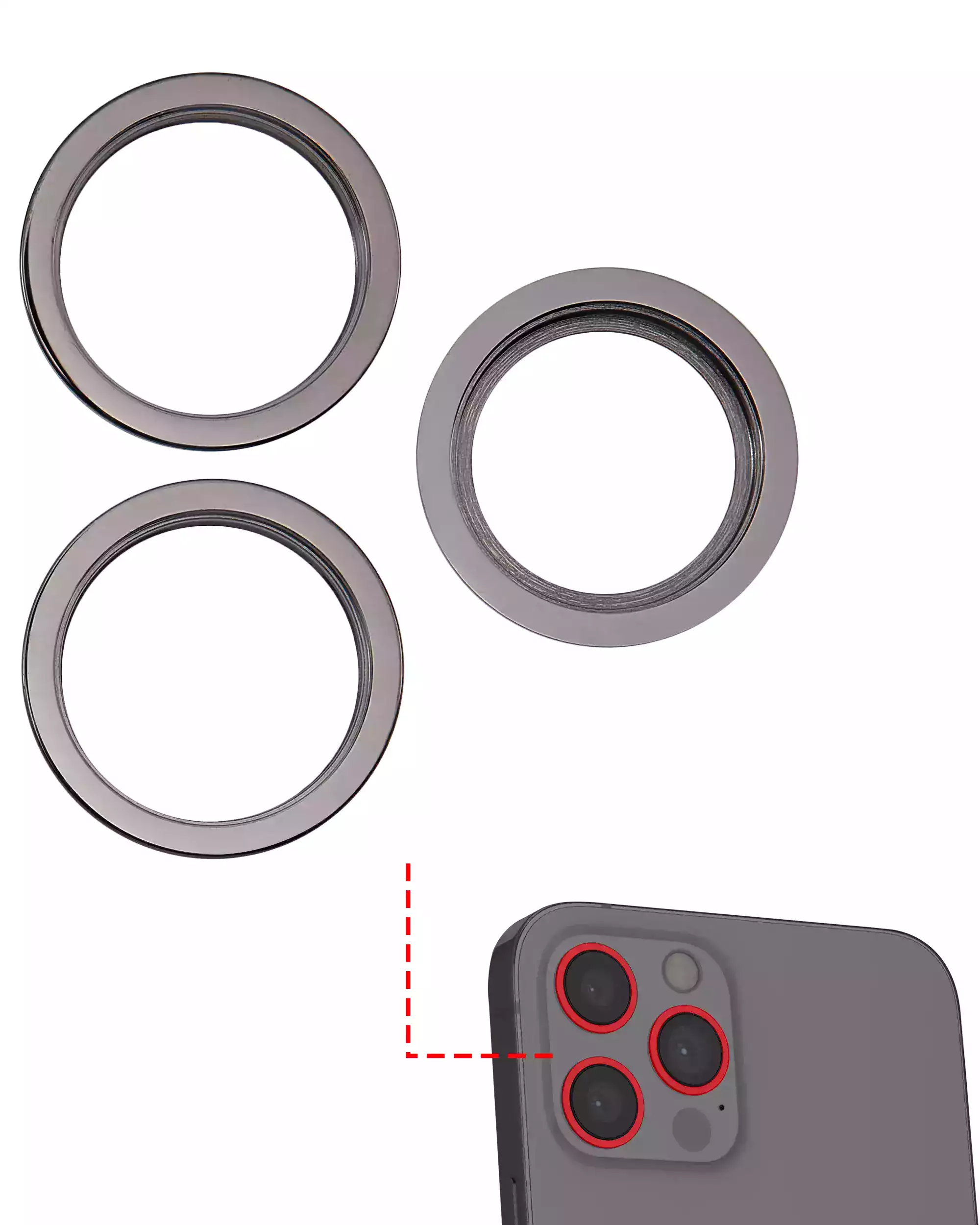 Back Camera Bezel Ring Only Compatible For iPhone 12 Pro (Graphite) (3 Piece Set)