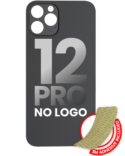 Back Glass With 3M Adhesive Compatible For iPhone 12 Pro (No Logo / Large Camera Hole) (Graphite)