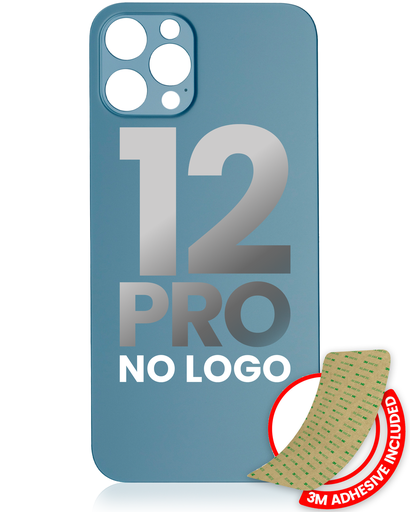 Back Glass With 3M Adhesive Compatible For iPhone 12 Pro (No Logo / Large Camera Hole) (Pacific Blue)