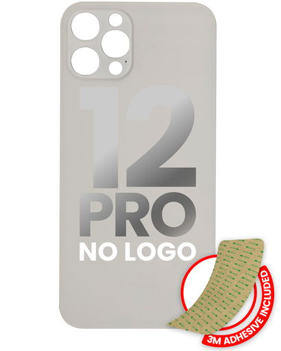 Back Glass With 3M Adhesive Compatible For iPhone 12 Pro (No Logo / Large Camera Hole) (Silver)