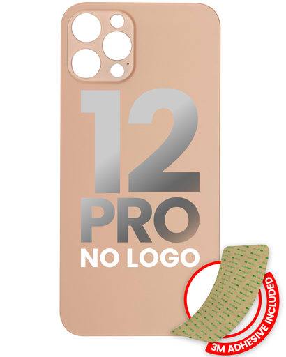 Back Glass With 3M Adhesive Compatible For iPhone 12 Pro (No Logo / Large Camera Hole) (Gold)