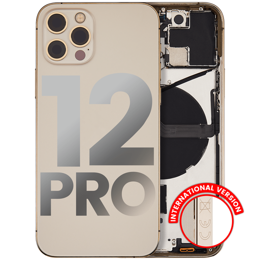 Back Housing W/ Small Components Pre-Installed Compatible For iPhone 12 Pro (International Version) (Used OEM Pull: Grade C) (Gold)