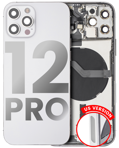 Back Housing W/ Small Components Pre-Installed Compatible For iPhone 12 Pro (US Version) (Used OEM Pull: Grade C) (Silver)