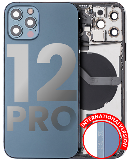 Back Housing W/ Small Components Pre-Installed Compatible For iPhone 12 Pro (International Version) (Used OEM Pull: Grade C) (Pacific Blue)