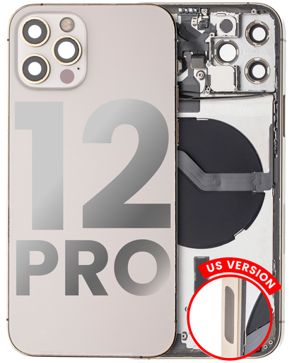 Back Housing W/ Small Components Pre-Installed Compatible For iPhone 12 Pro (US Version) (Used OEM Pull: Grade C) (Gold)