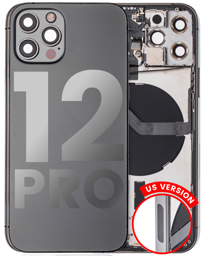 Back Housing W/ Small Components Pre-Installed Compatible For iPhone 12 Pro (US Version) (Used OEM Pull: Grade C) (Graphite)