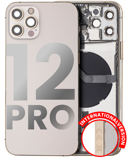 Back Housing W/ Small Components Pre-Installed Compatible For iPhone 12 Pro (International Version) (Used OEM Pull: Grade B) (Gold)