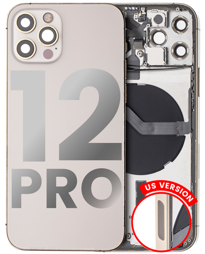 Back Housing W/ Small Components Pre-Installed Compatible For iPhone 12 Pro (US Version) (Used OEM Pull: Grade B) (Gold)