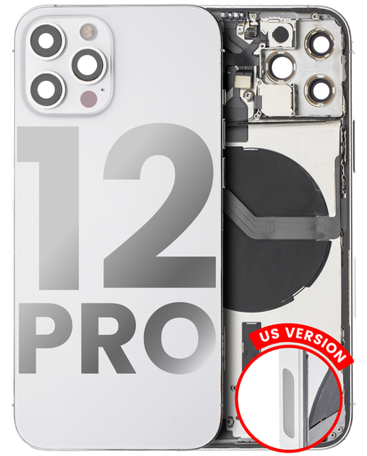 Back Housing W/ Small Components Pre-Installed Compatible For iPhone 12 Pro (US Version) (Used OEM Pull: Grade A) (Silver)