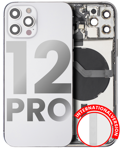 Back Housing W/ Small Components Pre-Installed Compatible For iPhone 12 Pro (International Version) (Used OEM Pull: Grade A) (Silver)