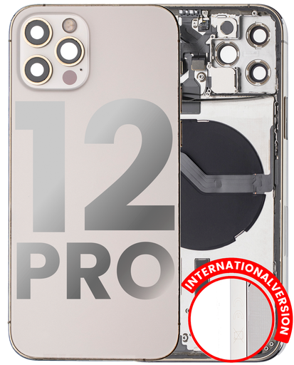 Back Housing W/ Small Components Pre-Installed Compatible For iPhone 12 Pro (International Version) (Used OEM Pull: Grade A) (Gold)