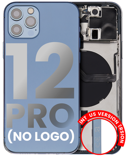 Back Housing W/ Small Components Pre-Installed Compatible For iPhone 12 Pro (No Logo) (Aftermarket Plus) (International Version) (Pacific Blue)