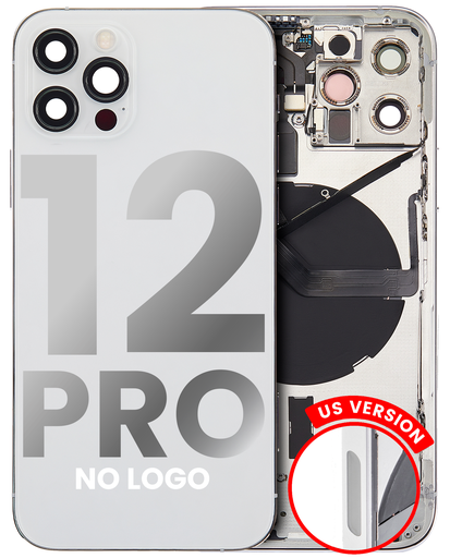 Back Housing W/ Small Components Pre-Installed Compatible For iPhone 12 Pro (US Version) (No Logo) (Aftermarket Plus) (Silver)