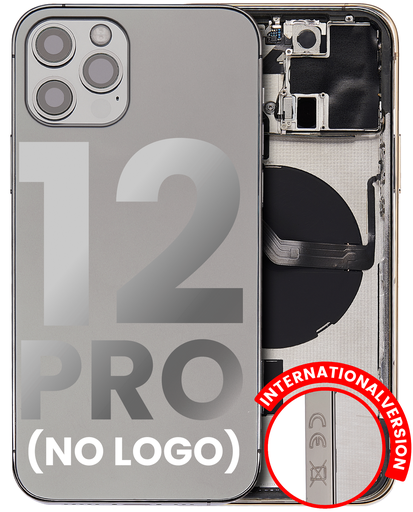 Back Housing W/ Small Components Pre-Installed Compatible For iPhone 12 Pro (No Logo) (Aftermarket Plus) (International Version) (Graphite)