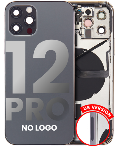 Back Housing W/ Small Components Pre-Installed Compatible For iPhone 12 Pro (US Version) (No Logo) (Aftermarket Plus) (Graphite)