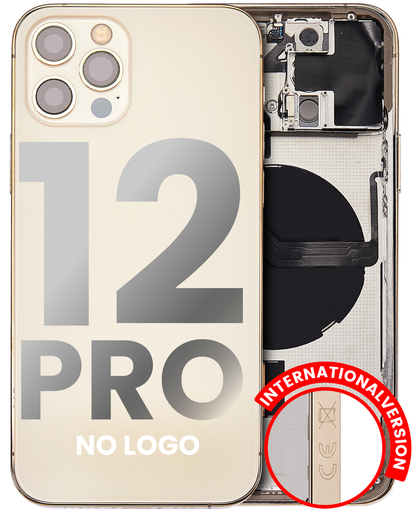 Back Housing W/ Small Components Pre-Installed Compatible For iPhone 12 Pro (No Logo) (Aftermarket Plus) (International Version) (Gold)