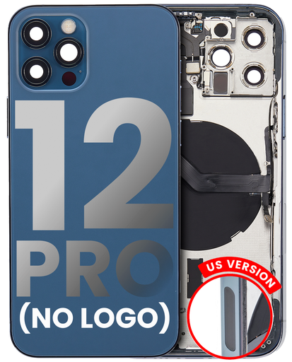 Back Housing W/ Small Components Pre-Installed Compatible For iPhone 12 Pro (US Version) (No Logo) (Aftermarket Plus) (Pacific Blue)
