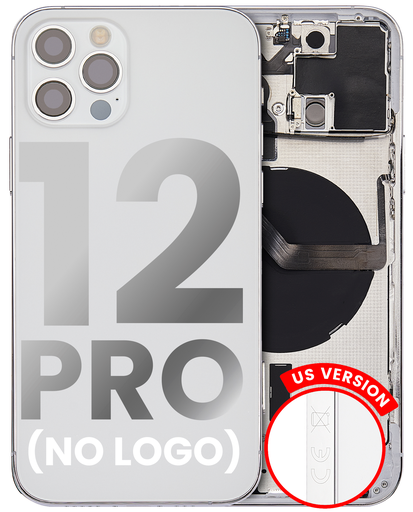 Back Housing W/ Small Components Pre-Installed Compatible For iPhone 12 Pro (No Logo) (Aftermarket Plus) (International Version) (Silver)