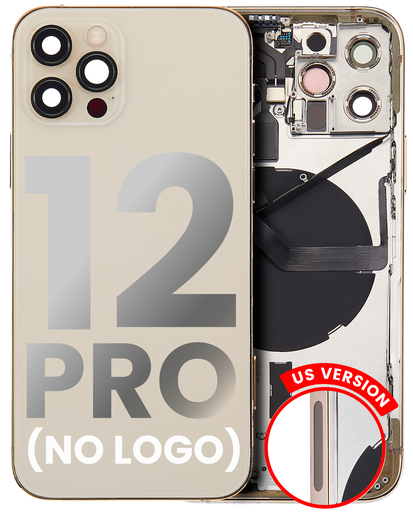 Back Housing W/ Small Components Pre-Installed Compatible For iPhone 12 Pro (US Version) (No Logo) (Aftermarket Plus) (Gold)