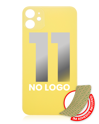 Back Glass With 3M Adhesive Compatible For iPhone 11 (No Logo / Large Camera Hole) (Yellow)