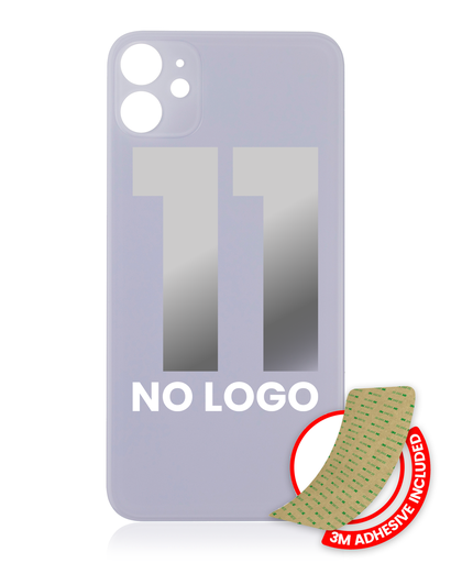 Back Glass With 3M Adhesive Compatible For iPhone 11 (No Logo / Large Camera Hole) (Purple)