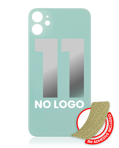 Back Glass With 3M Adhesive Compatible For iPhone 11 (No Logo / Large Camera Hole) (Green)