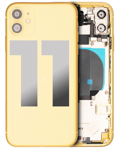 Back Housing W/ Small Components Pre-Installed Compatible For iPhone 11 (Used OEM Pull: Grade C) (Yellow)