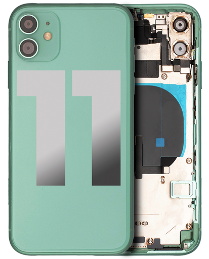 Back Housing W/ Small Components Pre-Installed Compatible For iPhone 11 (Used OEM Pull: Grade C) (Green)