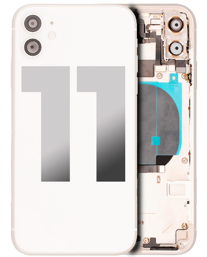 Back Housing W/ Small Components Pre-Installed Compatible For iPhone 11 (Used OEM Pull: Grade C) (White)