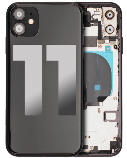Back Housing W/ Small Components Pre-Installed Compatible For iPhone 11 (Used OEM Pull: Grade C) (Black)