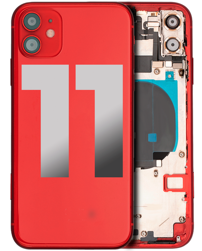 Back Housing W/ Small Components Pre-Installed Compatible For iPhone 11 (Used OEM Pull: Grade C) (Red)