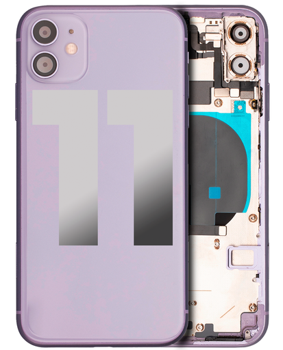Back Housing W/ Small Components Pre-Installed Compatible For iPhone 11 (Used OEM Pull: Grade C) (Purple)