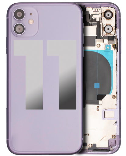 Back Housing W/ Small Components Pre-Installed Compatible For iPhone 11 (Used OEM Pull: Grade B) (Purple)