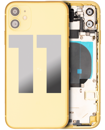 Back Housing W/ Small Components Pre-Installed Compatible For iPhone 11 (Used OEM Pull: Grade B) (Yellow)