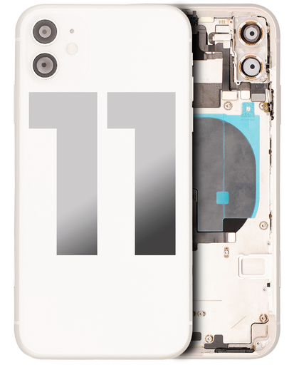 Back Housing W/ Small Components Pre-Installed Compatible For iPhone 11 (Used OEM Pull: Grade B) (White)